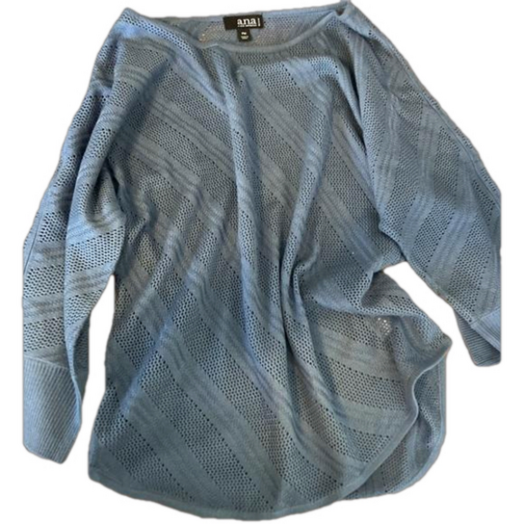 Ana A New Approach Blue Crocheted Blouse NWT Size Petite Medium - Picture 1 of 7